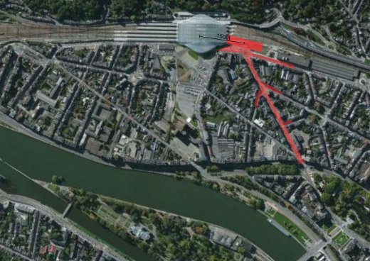 Poistionnement de l'ancienne gare et son rayonnement sur le quartier
